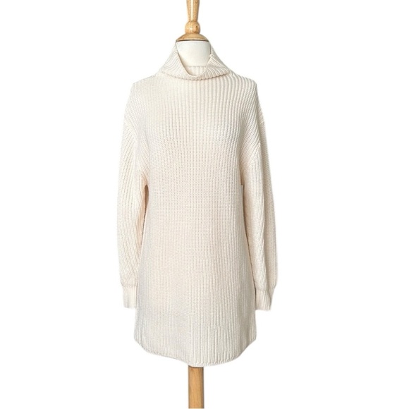 WILFRED Aritzia Montpellier Sweater Dress Merino Wool Mock Neck Cream, Size XS - Picture 1 of 15
